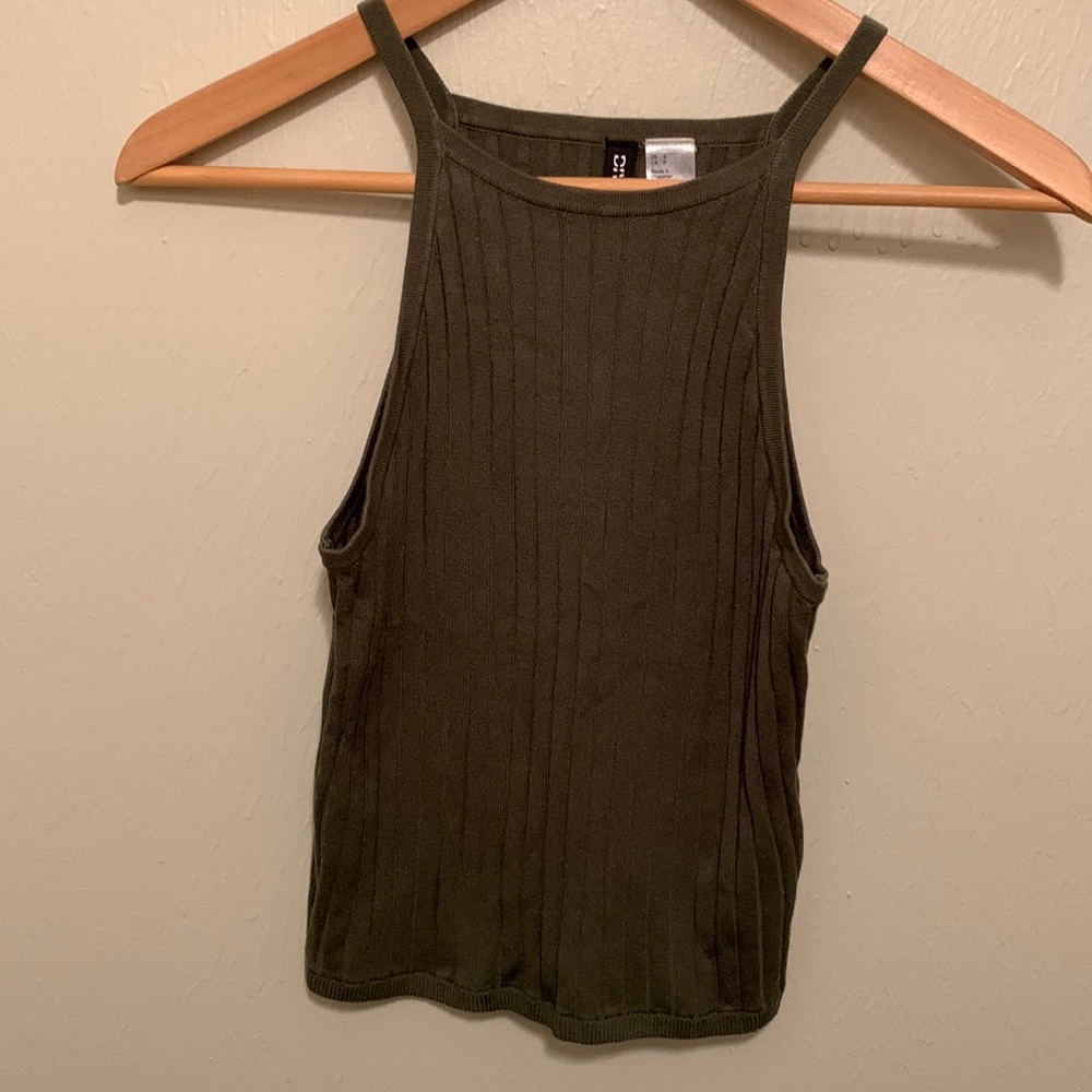 H&M olive green ribbed tank